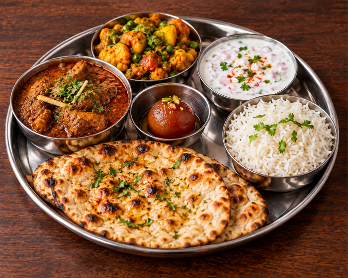 Meat+Sabji+Raita+Tandori Roti Or Rice + 1Gulab Jamun