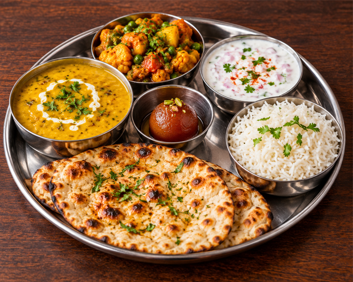 Dal+Sabji+Raita+Tandori Roti Or Rice + 1Gulab Jamun